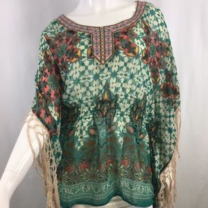 NWT Flying Tomato Green Patterned Boho Top